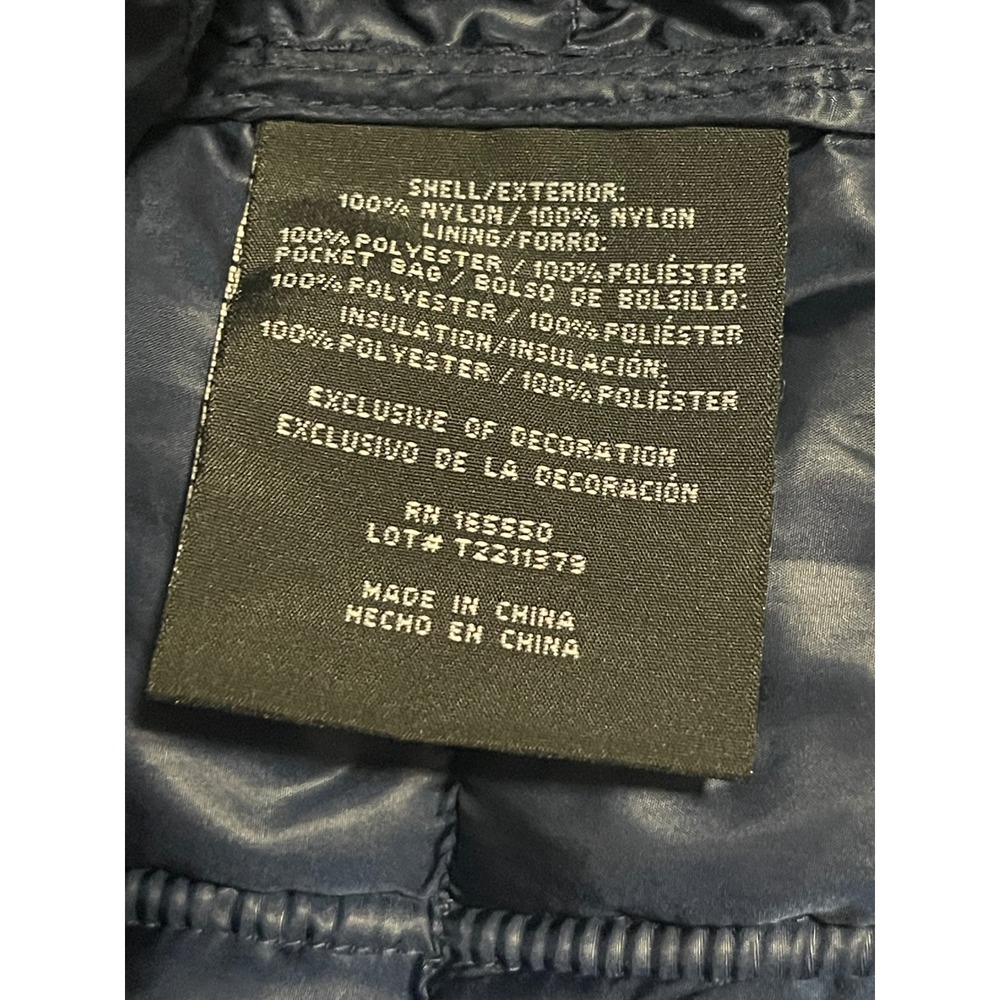 Aventure Womens Navy Blue Hooded Quilted Puffer Jacket Full Zip Longline Large - Picture 4 of 7